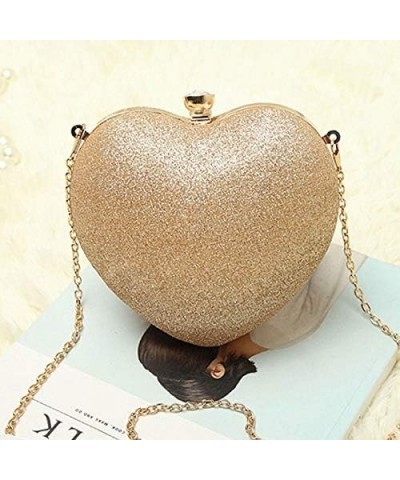 Mily Heart Shape Clutch Bag Messenger Shoulder Handbag Tote Evening Bag Purse 05845 Gold $13.21 Evening Bags