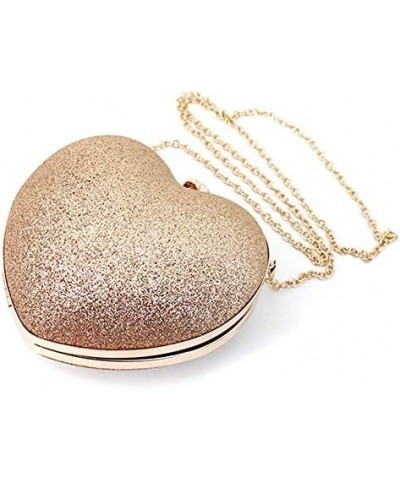 Mily Heart Shape Clutch Bag Messenger Shoulder Handbag Tote Evening Bag Purse 05845 Gold $13.21 Evening Bags