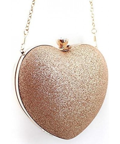 Mily Heart Shape Clutch Bag Messenger Shoulder Handbag Tote Evening Bag Purse 05845 Gold $13.21 Evening Bags