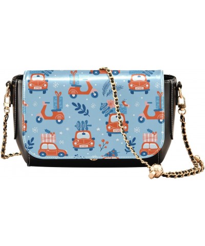 Blue Funny Car Christmas Trees Crossbody Purse for Women Side Bags with Adjustable Strap Waterproof Bag $18.85 Crossbody Bags