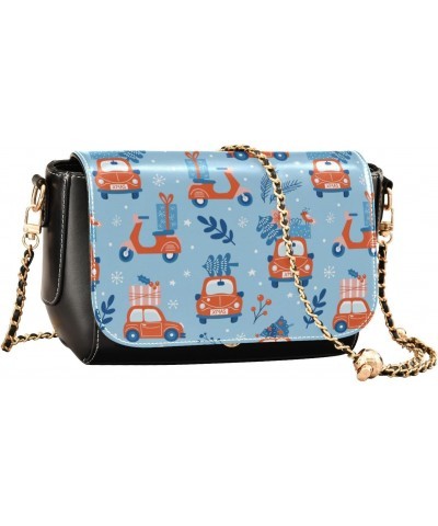 Blue Funny Car Christmas Trees Crossbody Purse for Women Side Bags with Adjustable Strap Waterproof Bag $18.85 Crossbody Bags