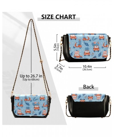 Blue Funny Car Christmas Trees Crossbody Purse for Women Side Bags with Adjustable Strap Waterproof Bag $18.85 Crossbody Bags