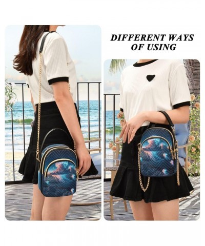 Artistic Lighting Jellyfish Clouds Crossbody Bags for Women Quilted Shoulder Bag Handbag with Chain Strap Trendy Cross Body C...