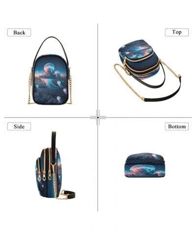 Artistic Lighting Jellyfish Clouds Crossbody Bags for Women Quilted Shoulder Bag Handbag with Chain Strap Trendy Cross Body C...