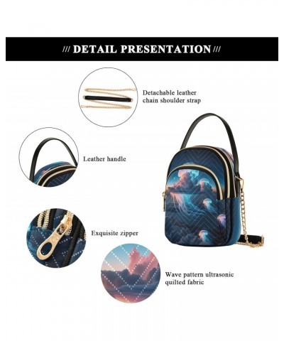 Artistic Lighting Jellyfish Clouds Crossbody Bags for Women Quilted Shoulder Bag Handbag with Chain Strap Trendy Cross Body C...