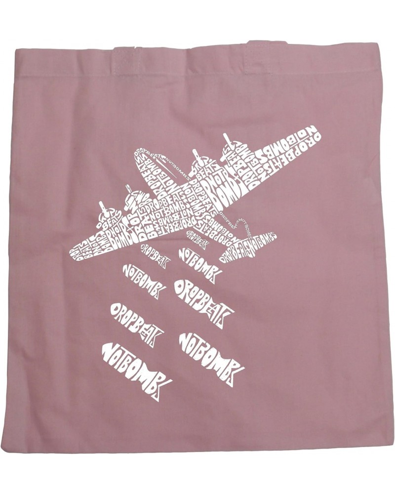 Word Art S Tote Bag - Drop Beats Not Bombs Pink $9.11 Totes