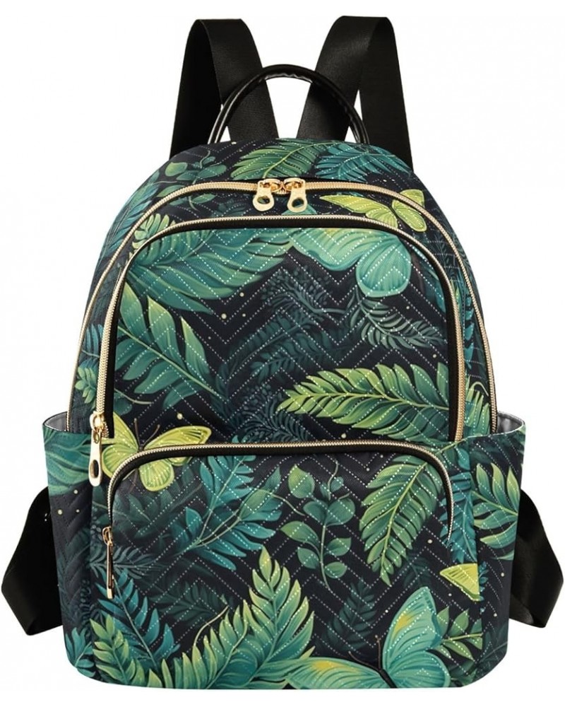 Carnival Mardi Gras Masquerade Quilted Backpacks Casual Backpack Cute Backpacks for Travel Green Butterflies Leaves Medium $1...