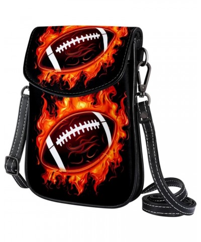 Crossbody Bags for Women,Crossbody Bag Men,Small Sling Bag,American Football in Fire,Crossbody Purse $11.23 Crossbody Bags