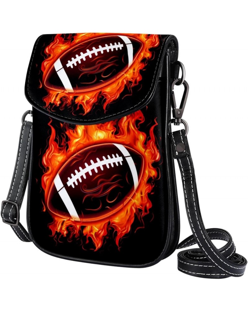 Crossbody Bags for Women,Crossbody Bag Men,Small Sling Bag,American Football in Fire,Crossbody Purse $11.23 Crossbody Bags