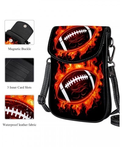 Crossbody Bags for Women,Crossbody Bag Men,Small Sling Bag,American Football in Fire,Crossbody Purse $11.23 Crossbody Bags