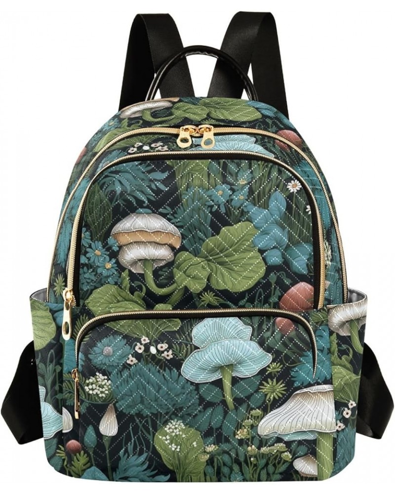 Colorful Mushroom Green Leaves Women's Backpack Purse Causal Daypack Work Travel College Business Trip Bag Shoulder Bag Small...