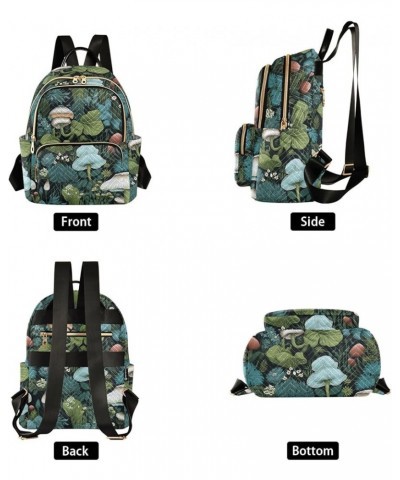 Colorful Mushroom Green Leaves Women's Backpack Purse Causal Daypack Work Travel College Business Trip Bag Shoulder Bag Small...