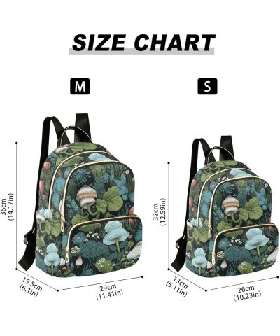 Colorful Mushroom Green Leaves Women's Backpack Purse Causal Daypack Work Travel College Business Trip Bag Shoulder Bag Small...