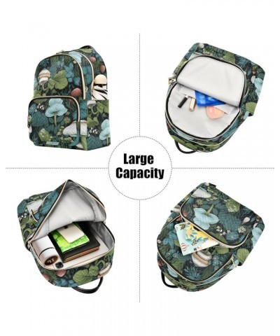 Colorful Mushroom Green Leaves Women's Backpack Purse Causal Daypack Work Travel College Business Trip Bag Shoulder Bag Small...