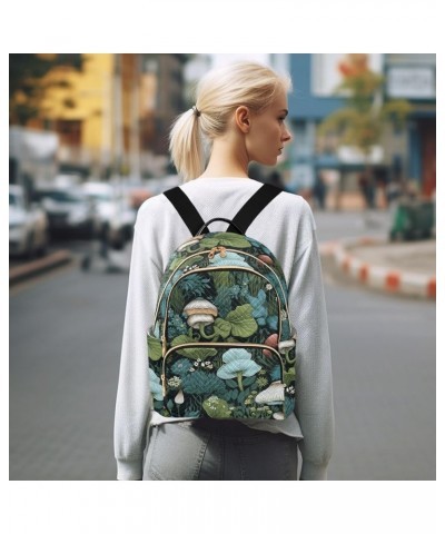 Colorful Mushroom Green Leaves Women's Backpack Purse Causal Daypack Work Travel College Business Trip Bag Shoulder Bag Small...