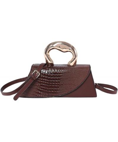 Women Vegan Leather Evening Handbag Crocodile Pattern Handle Clutch Purse Cross Body Envelope Bag Khaki C-brown $35.14 Evenin...