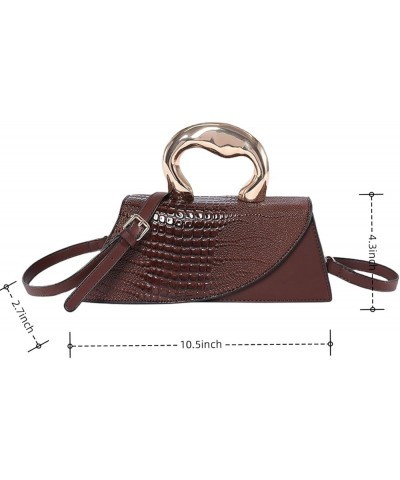 Women Vegan Leather Evening Handbag Crocodile Pattern Handle Clutch Purse Cross Body Envelope Bag Khaki C-brown $35.14 Evenin...