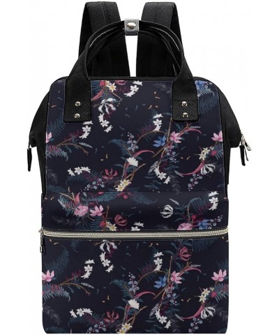 Floral-painted Travel Backpack Mommy Bag for Women, Casual Daypack Backpack, Handbag Black Floral-pattern-flowers $21.20 Back...