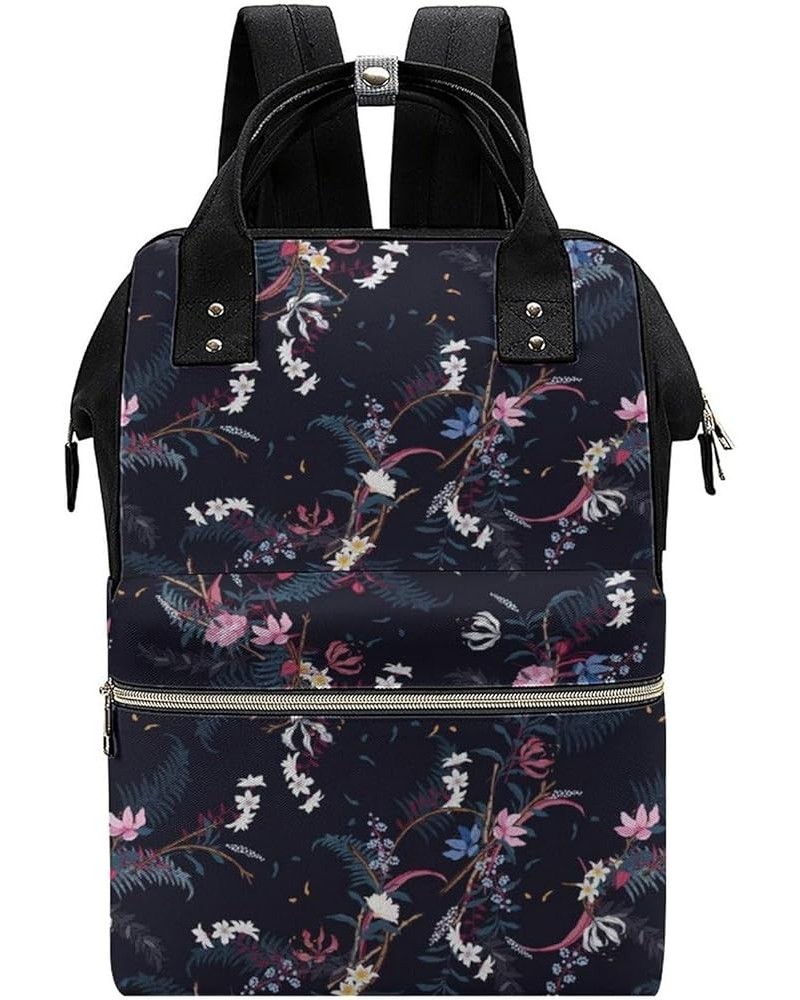 Floral-painted Travel Backpack Mommy Bag for Women, Casual Daypack Backpack, Handbag Black Floral-pattern-flowers $21.20 Back...