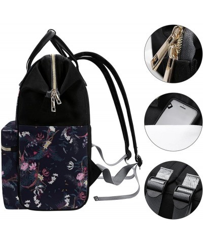 Floral-painted Travel Backpack Mommy Bag for Women, Casual Daypack Backpack, Handbag Black Floral-pattern-flowers $21.20 Back...