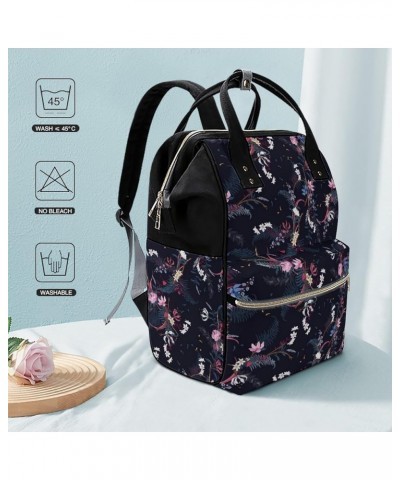 Floral-painted Travel Backpack Mommy Bag for Women, Casual Daypack Backpack, Handbag Black Floral-pattern-flowers $21.20 Back...