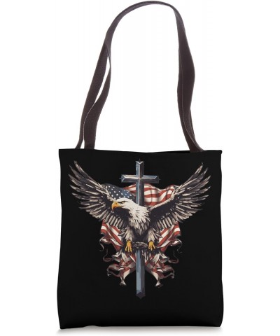 Christian American Eagle Cross American Flag Vintage Tote Bag $15.92 Totes