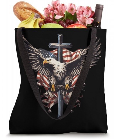 Christian American Eagle Cross American Flag Vintage Tote Bag $15.92 Totes