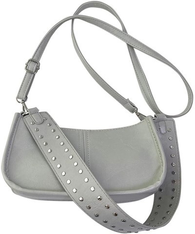 Small Shoulder Bag for Women Trendy Retro Crossbody Shoulder Purse PU Leather Handbag Designer Clutch Purse Grey $15.36 Totes