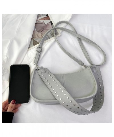 Small Shoulder Bag for Women Trendy Retro Crossbody Shoulder Purse PU Leather Handbag Designer Clutch Purse Grey $15.36 Totes