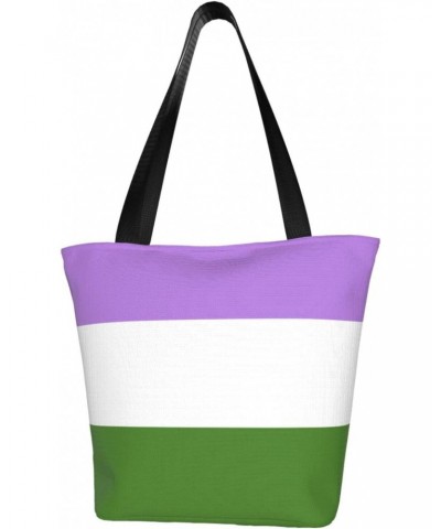 Genderqueer Pride Flag LGBTQ Women'S Casual One Shoulder Carry Shopping Bag Large Capacity Working Storage Handbag $16.14 Sho...