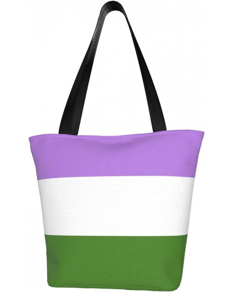 Genderqueer Pride Flag LGBTQ Women'S Casual One Shoulder Carry Shopping Bag Large Capacity Working Storage Handbag $16.14 Sho...