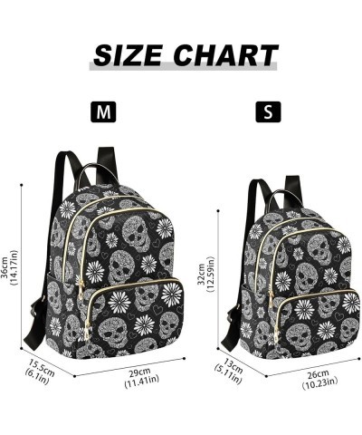 Floral Skulls Black Backpack Purse for Women Ladies Fashion Travel MiniShoulder Bags Back Pack Weekend Bag,M Small $14.35 Bac...