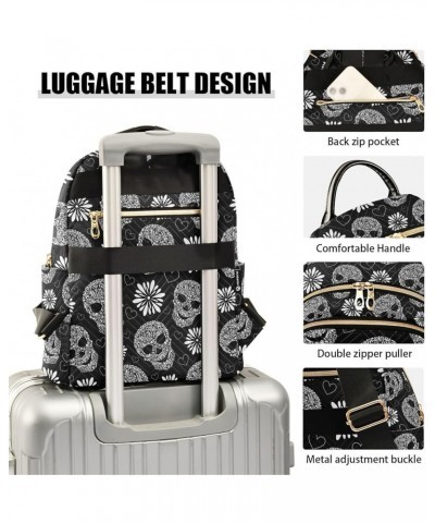 Floral Skulls Black Backpack Purse for Women Ladies Fashion Travel MiniShoulder Bags Back Pack Weekend Bag,M Small $14.35 Bac...