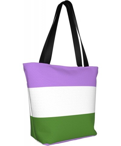 Genderqueer Pride Flag LGBTQ Women'S Casual One Shoulder Carry Shopping Bag Large Capacity Working Storage Handbag $16.14 Sho...