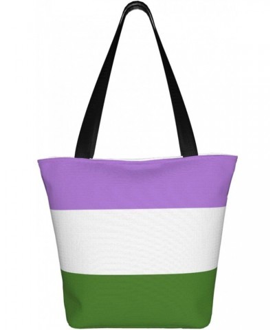 Genderqueer Pride Flag LGBTQ Women'S Casual One Shoulder Carry Shopping Bag Large Capacity Working Storage Handbag $16.14 Sho...