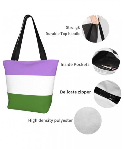 Genderqueer Pride Flag LGBTQ Women'S Casual One Shoulder Carry Shopping Bag Large Capacity Working Storage Handbag $16.14 Sho...