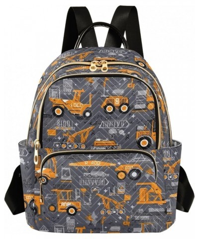 Cute Construction Vehicles Gray Backpack for Women Fashion Shoulder Bags Small Casual Daypack Travel Bag S 202a3199 S(10.23"x...