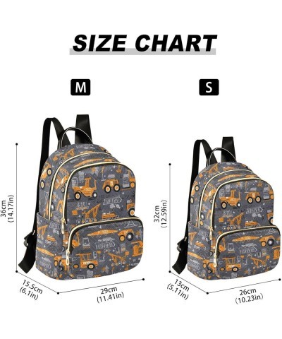 Cute Construction Vehicles Gray Backpack for Women Fashion Shoulder Bags Small Casual Daypack Travel Bag S 202a3199 S(10.23"x...