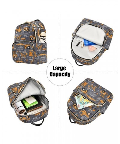 Cute Construction Vehicles Gray Backpack for Women Fashion Shoulder Bags Small Casual Daypack Travel Bag S 202a3199 S(10.23"x...