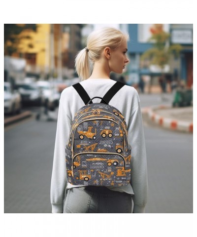 Cute Construction Vehicles Gray Backpack for Women Fashion Shoulder Bags Small Casual Daypack Travel Bag S 202a3199 S(10.23"x...