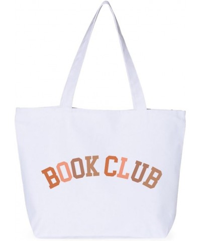 Book Club Zippered Tote Bag - Book Aesthetic Bag - Book Themed Present White $12.70 Totes