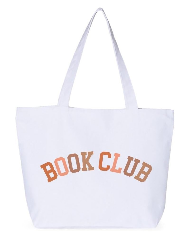 Book Club Zippered Tote Bag - Book Aesthetic Bag - Book Themed Present White $12.70 Totes