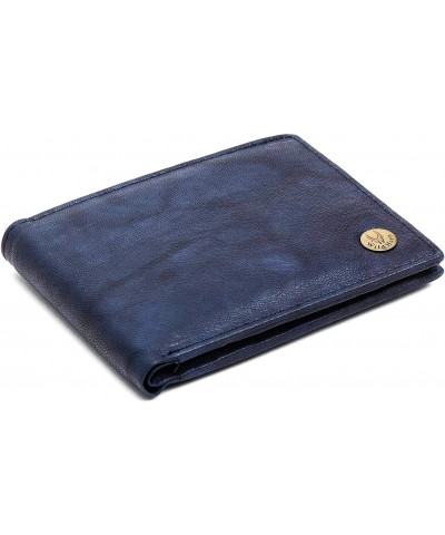 RFID Protected Blue Antique Leather Wallet for Men New Blue $14.10 Wallets