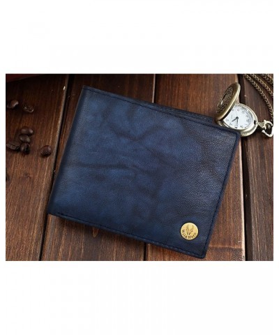 RFID Protected Blue Antique Leather Wallet for Men New Blue $14.10 Wallets