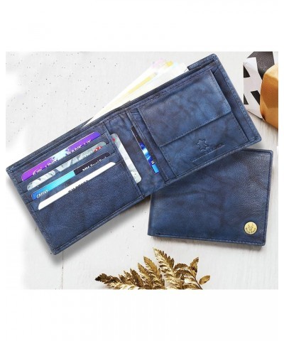 RFID Protected Blue Antique Leather Wallet for Men New Blue $14.10 Wallets