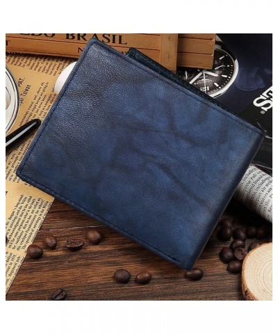 RFID Protected Blue Antique Leather Wallet for Men New Blue $14.10 Wallets