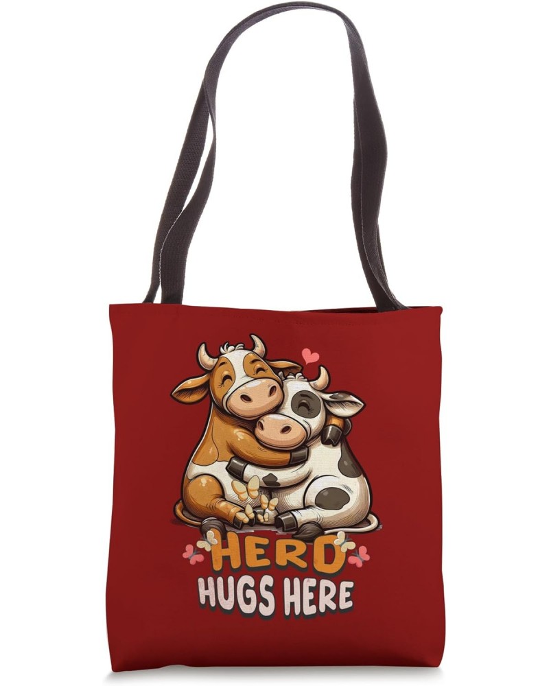 Cute Cow Herd Hugs Here for Mothers Day Family Farming Farms Tote Bag $13.91 Totes