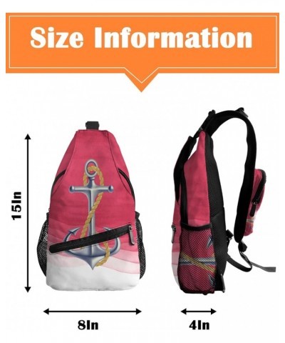 Sling Bag Crossbody Bag for Women Men Watercolor Summer Ombre Caramel Orange Ocean Anchor Waterproof Hiking Backpack Lightwei...