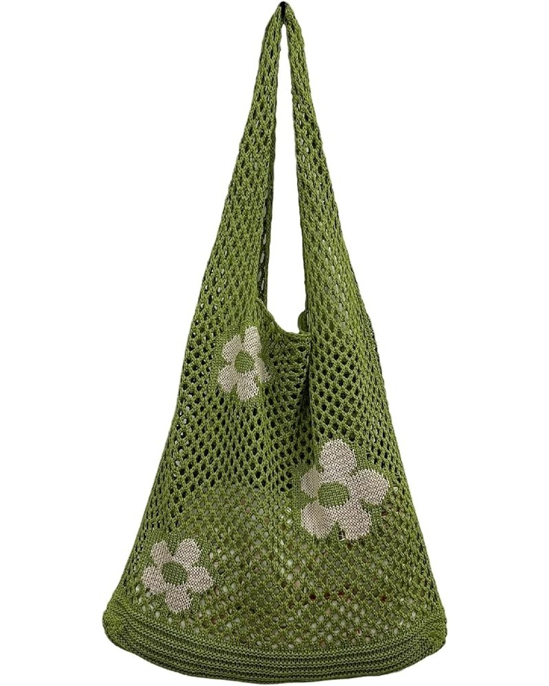 Fairycore Tote Bag Crochet Hobo Bag Y2K Aesthetic Flower Shoulder Bag Fairy Grunge Hollow Out Alt Purse Accessories Green $11...