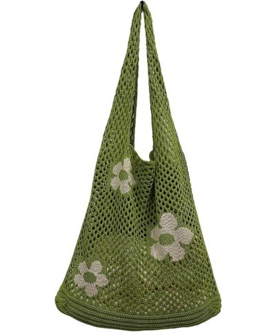 Fairycore Tote Bag Crochet Hobo Bag Y2K Aesthetic Flower Shoulder Bag Fairy Grunge Hollow Out Alt Purse Accessories Green $11...